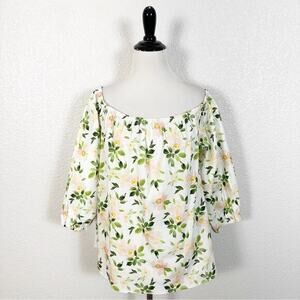 Never A Wallflower NWT Large Cottagecore Floral Button Off‎ The Shoulder Top